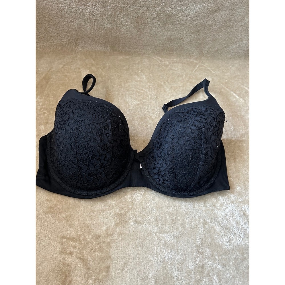 Victorias Secret Womens 38DD Body by Victoria Lined Demi Bra Black Lace